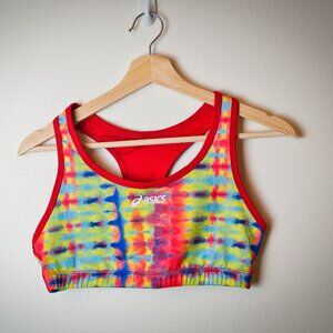 Asics Sports Bra Red and Tie Dye Pattern Size S/M